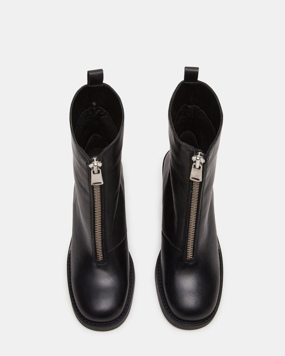 DECLAN Black Leather Block Heeled Ankle Boot | Women's Booties