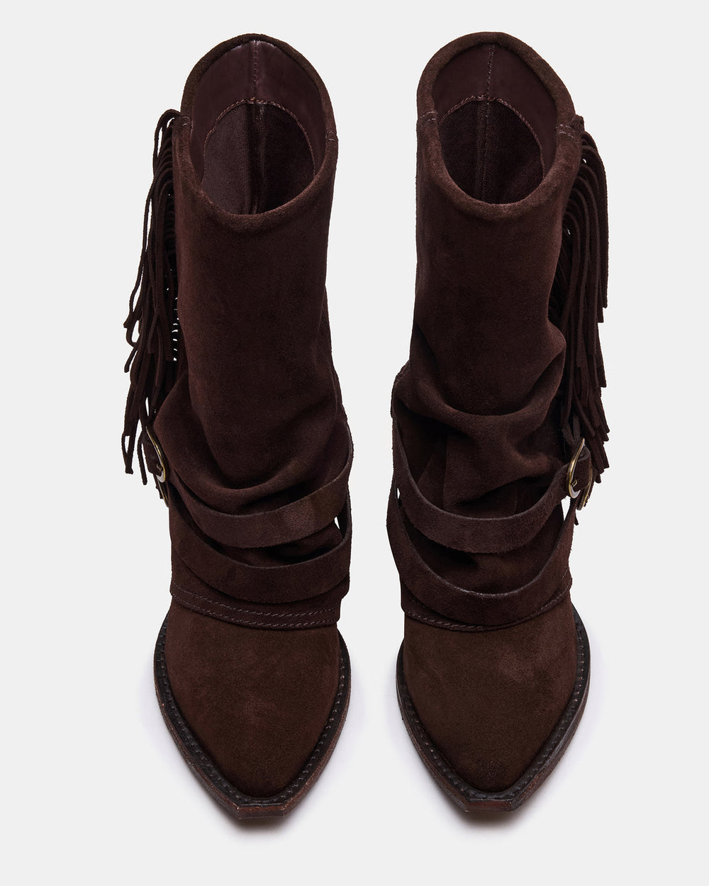 ANSEL Brown Suede Pointed-Toe Fold-Over Cuffed Women's Ankle Boot