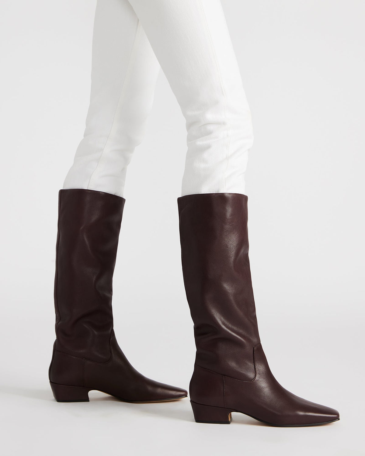 GWYNETH Brown/Red Leather Square Toe Boot | Women's Boots