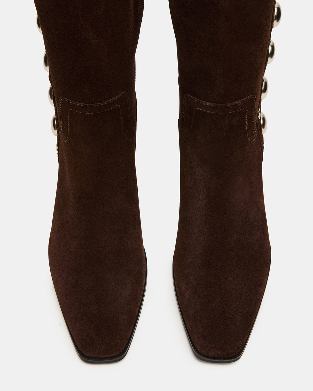 DINGO Brown Suede Studs Knee-High Square-Toe Women's Boot