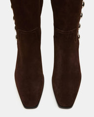 DINGO Brown Suede Studs Knee-High Square-Toe Women's Boot