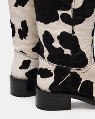 RIGGS Black Cow Print Wide Calf Square-Toe Women's Boot