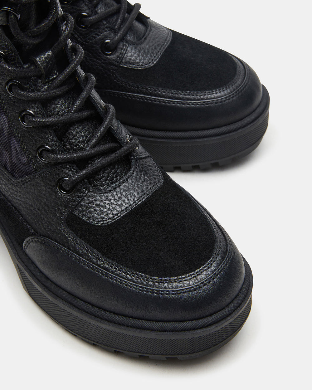 HIKER Black Multi Platform Lug Lace-Up Women's Anke Boot
