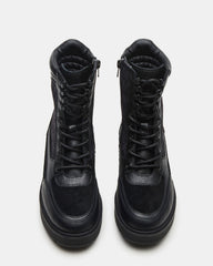 HIKER Black Multi Platform Lug Lace-Up Women's Anke Boot