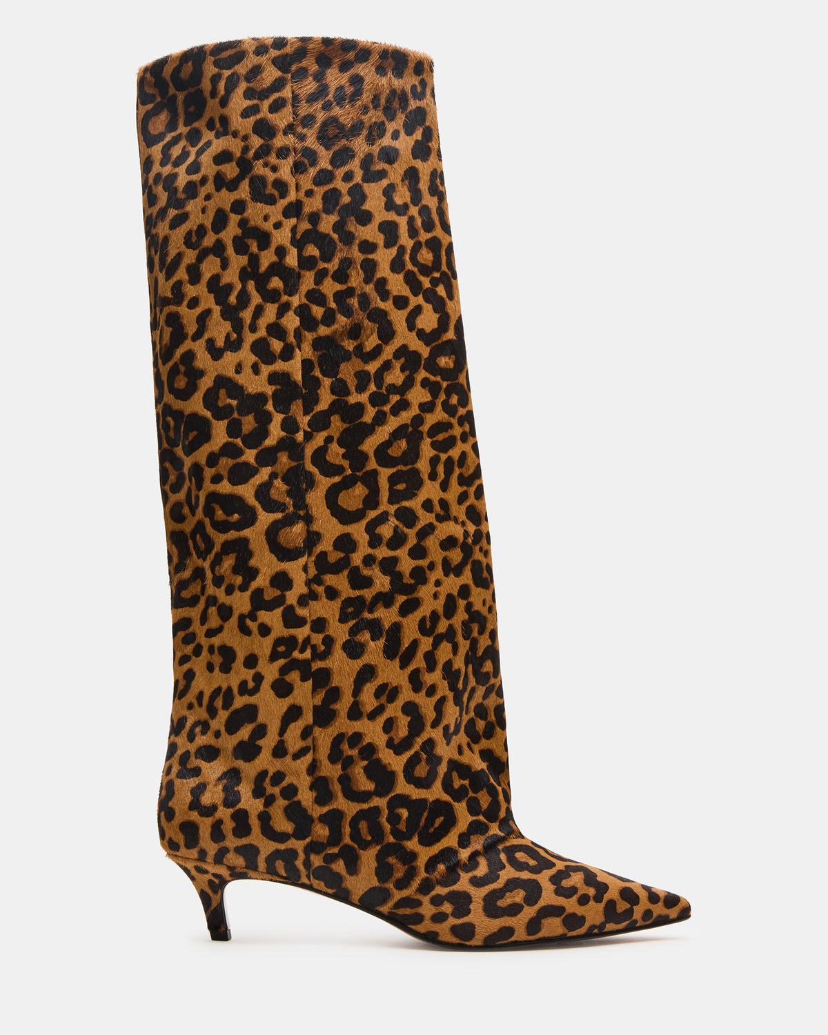 LUCA Leopard Pointed-Toe Cuffed Kitten Heel Women's Boot