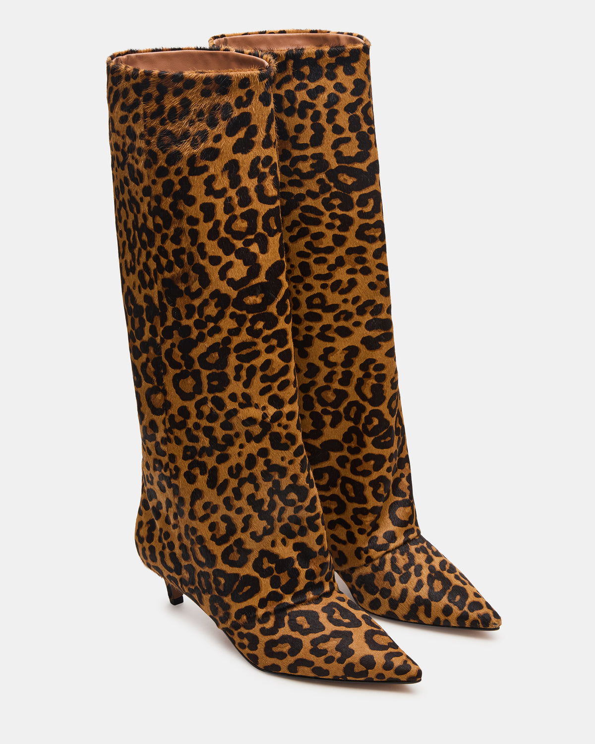 LUCA Leopard Pointed-Toe Cuffed Kitten Heel Women's Boot