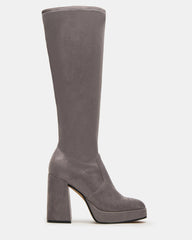 TWAIN Grey Knee-High Block Heel Women's Boot