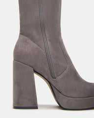 TWAIN Grey Knee-High Block Heel Women's Boot