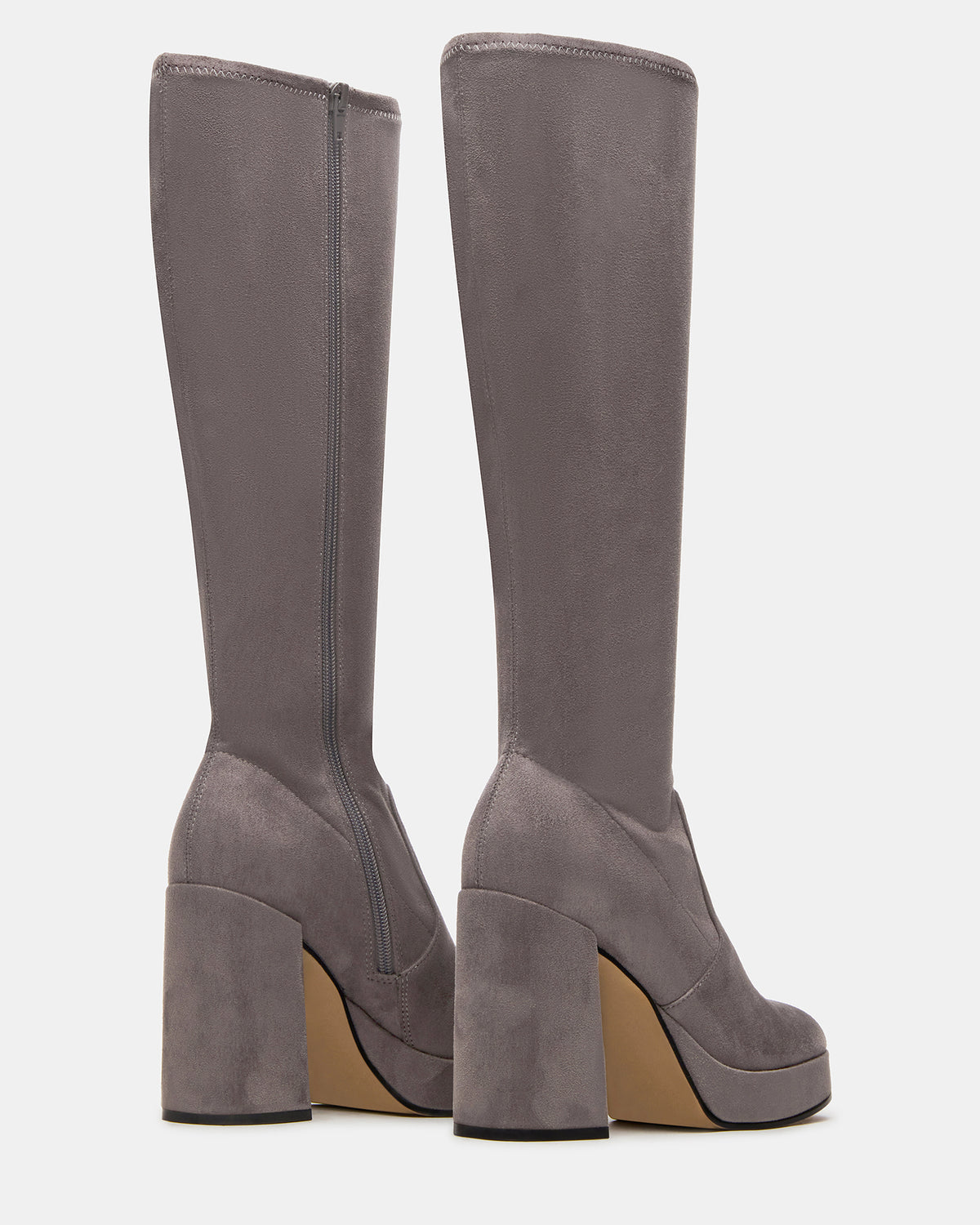 TWAIN Grey Knee-High Block Heel Women's Boot