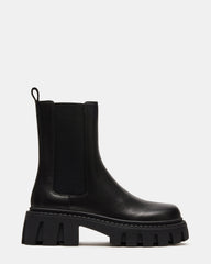 CHARGES Black Leather Platform Bootie | Women's Booties