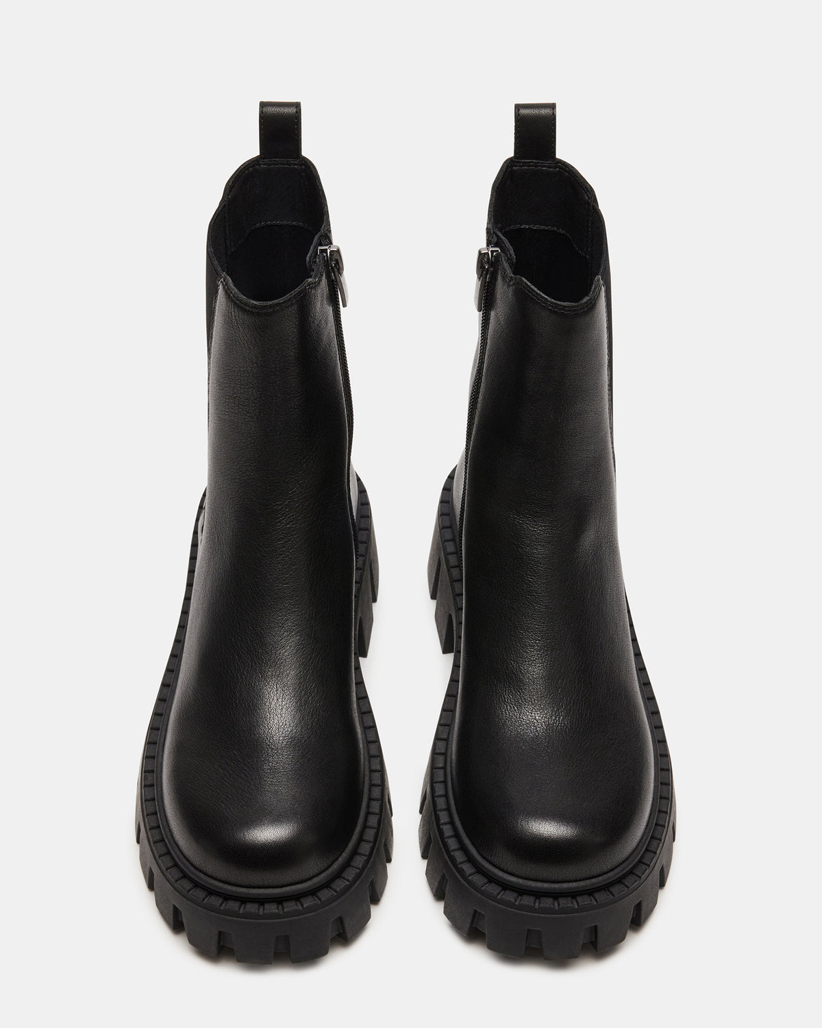 CHARGES Black Leather Platform Bootie | Women's Booties