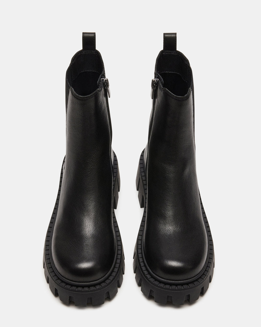 CHARGES Black Leather Platform Bootie | Women's Booties