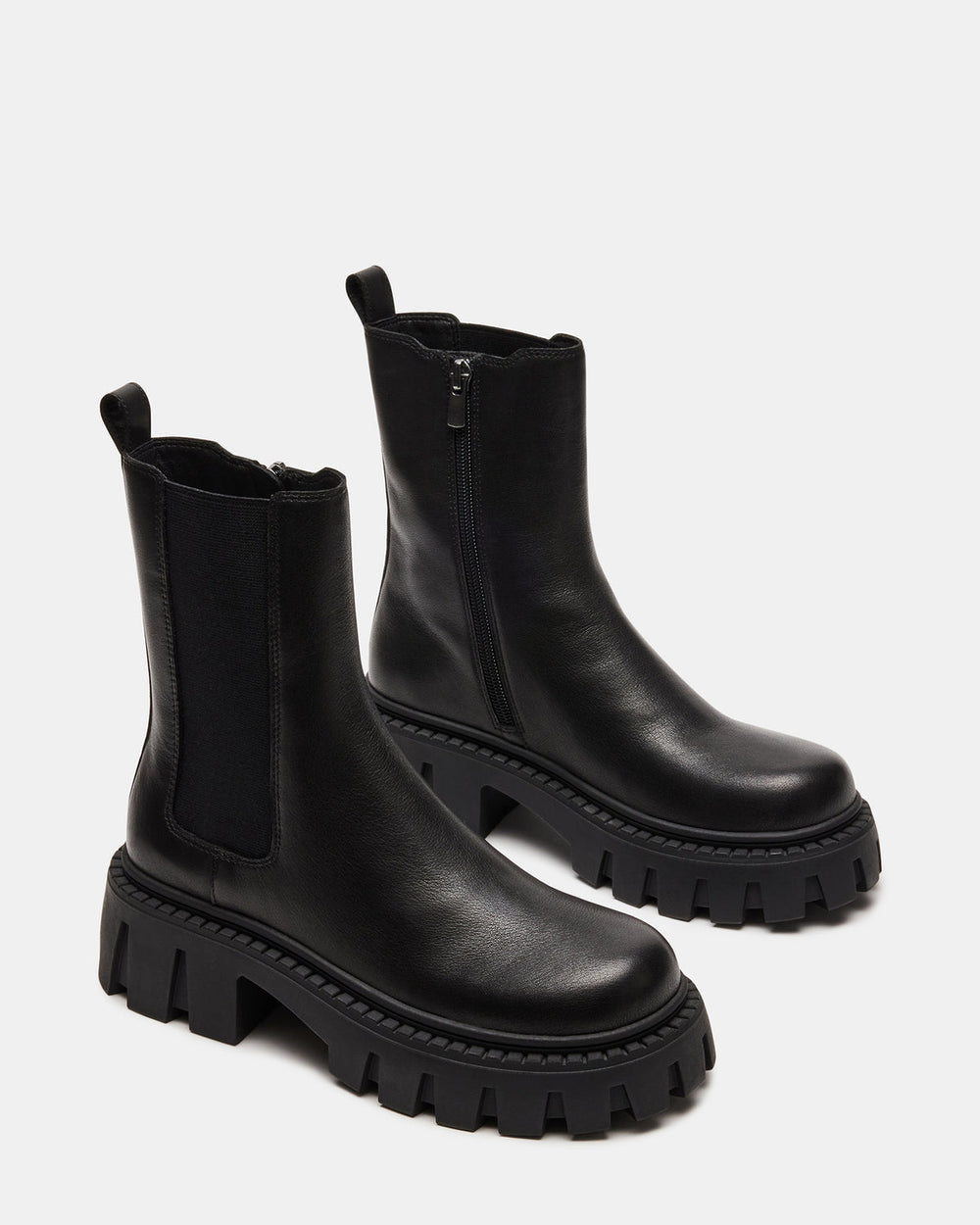 CHARGES Black Leather Platform Bootie | Women's Booties