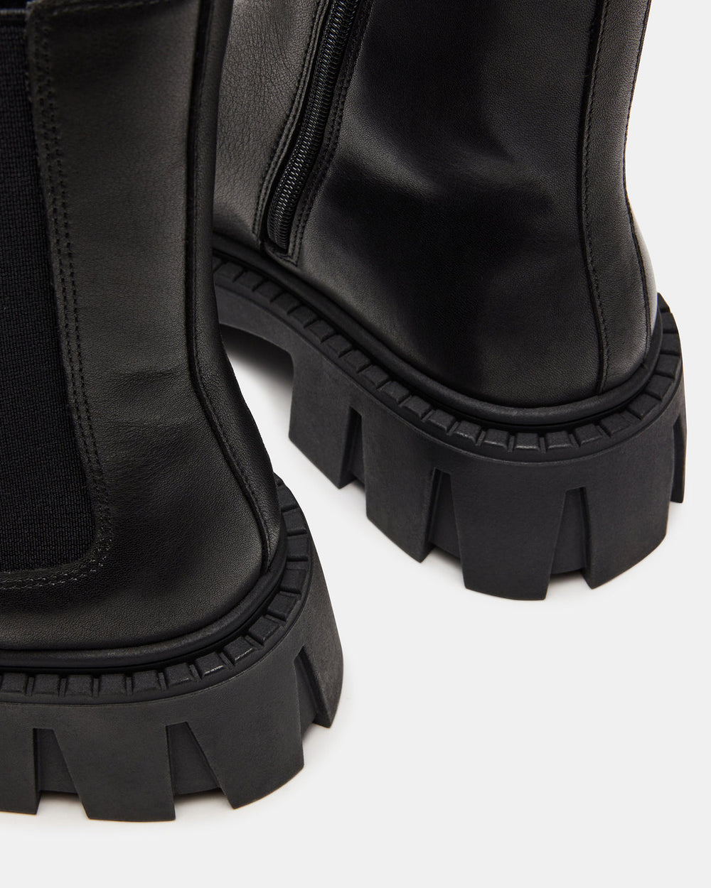 CHARGES Black Leather Platform Bootie | Women's Booties