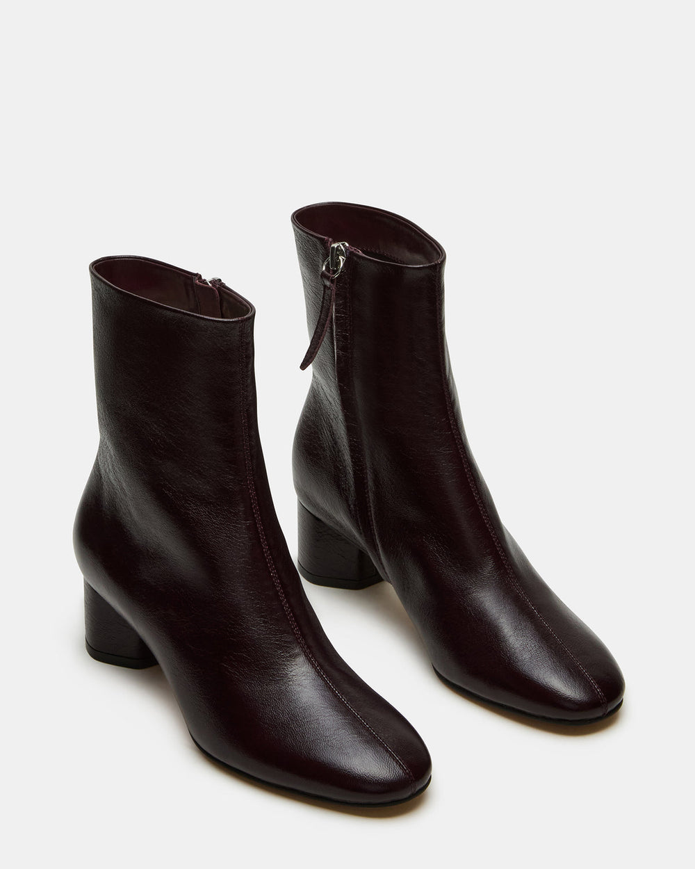 STROME Wine Patent Block Heel Women's Ankle Boot