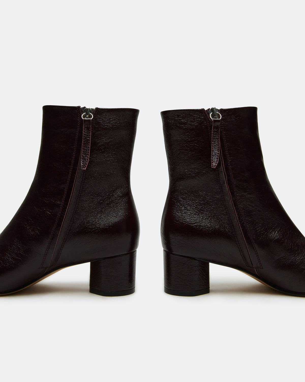 STROME Wine Patent Block Heel Women's Ankle Boot