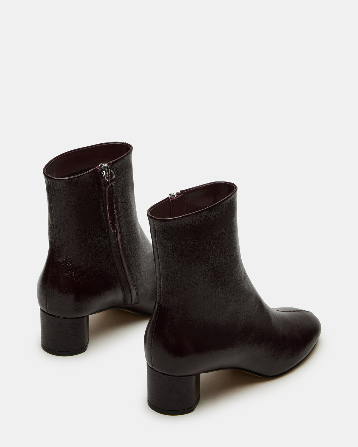 STROME Wine Patent Block Heel Women's Ankle Boot