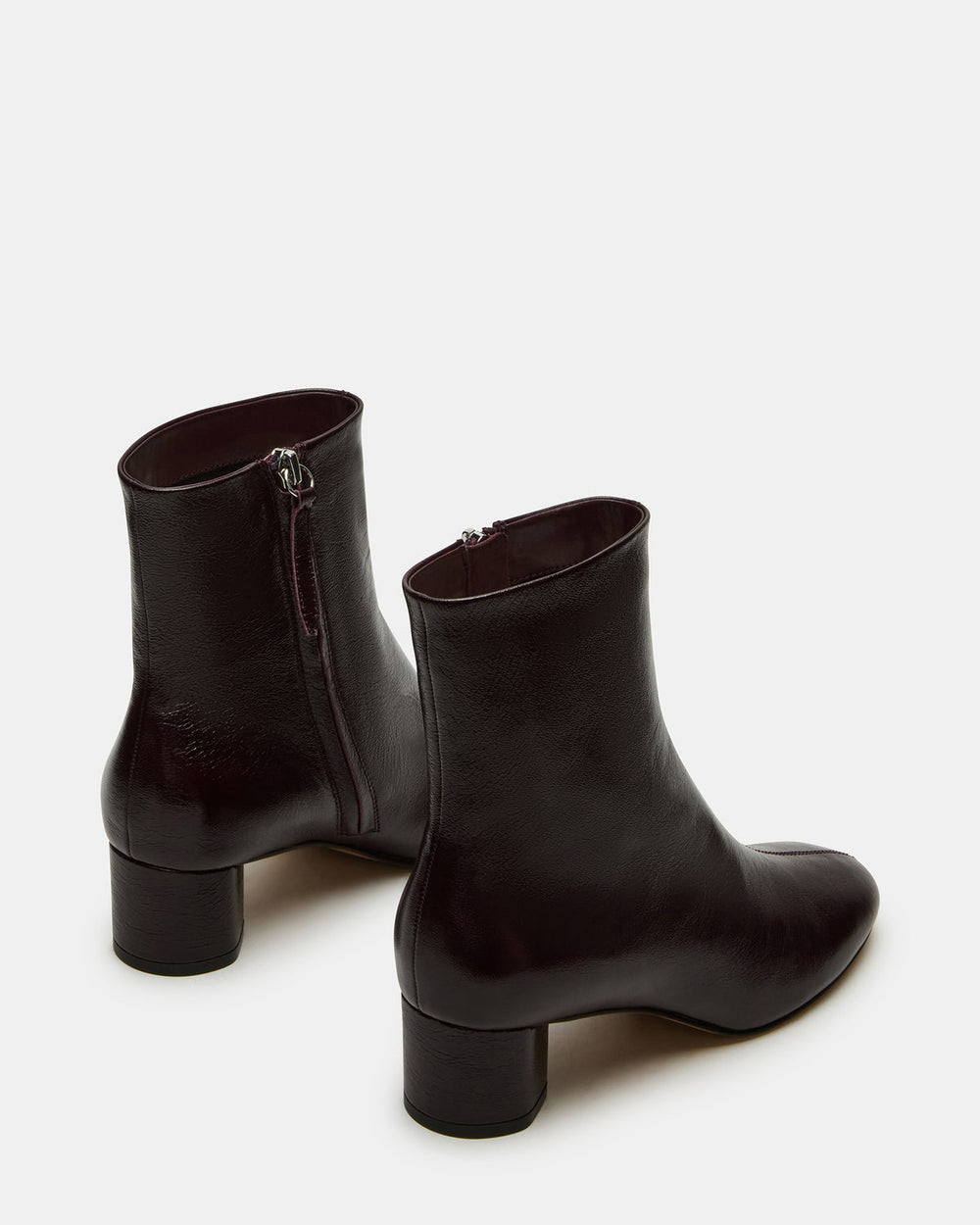 STROME Wine Patent Block Heel Women's Ankle Boot