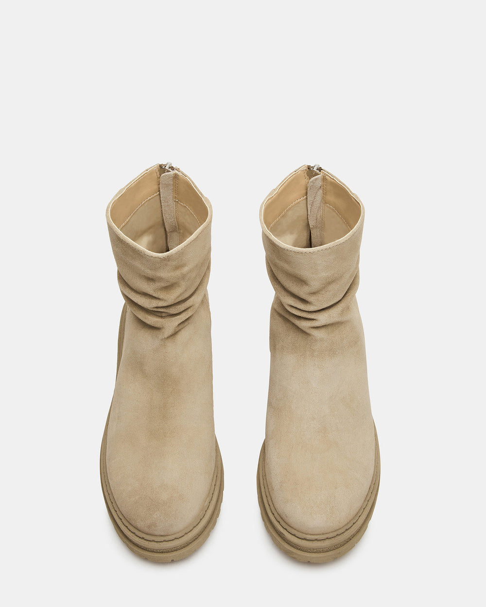 ESSENTIAL Taupe Suede Scrunched Ankle Boot | Women's Booties