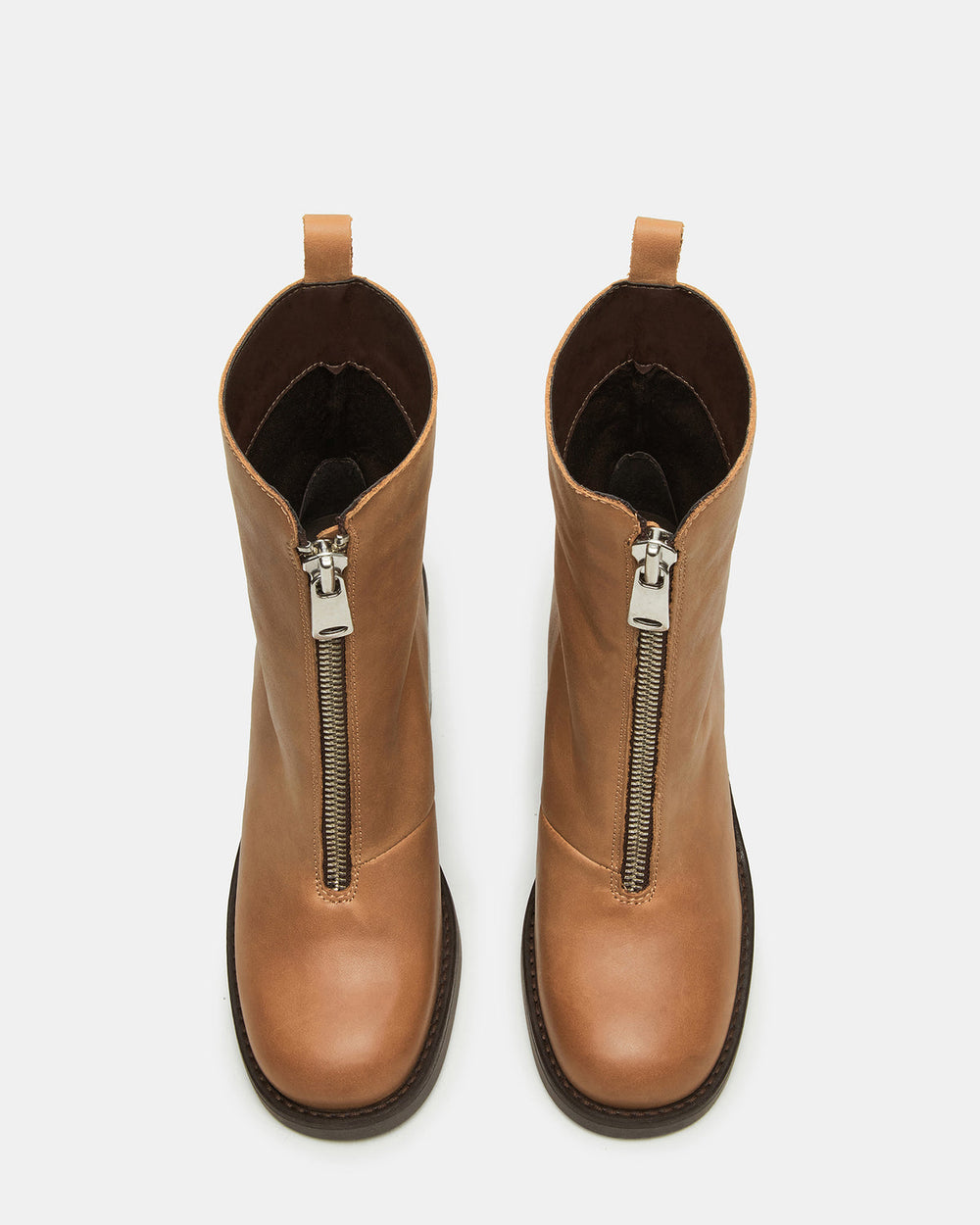DECLAN Cognac Leather Block Heeled Ankle Boot | Women's Booties