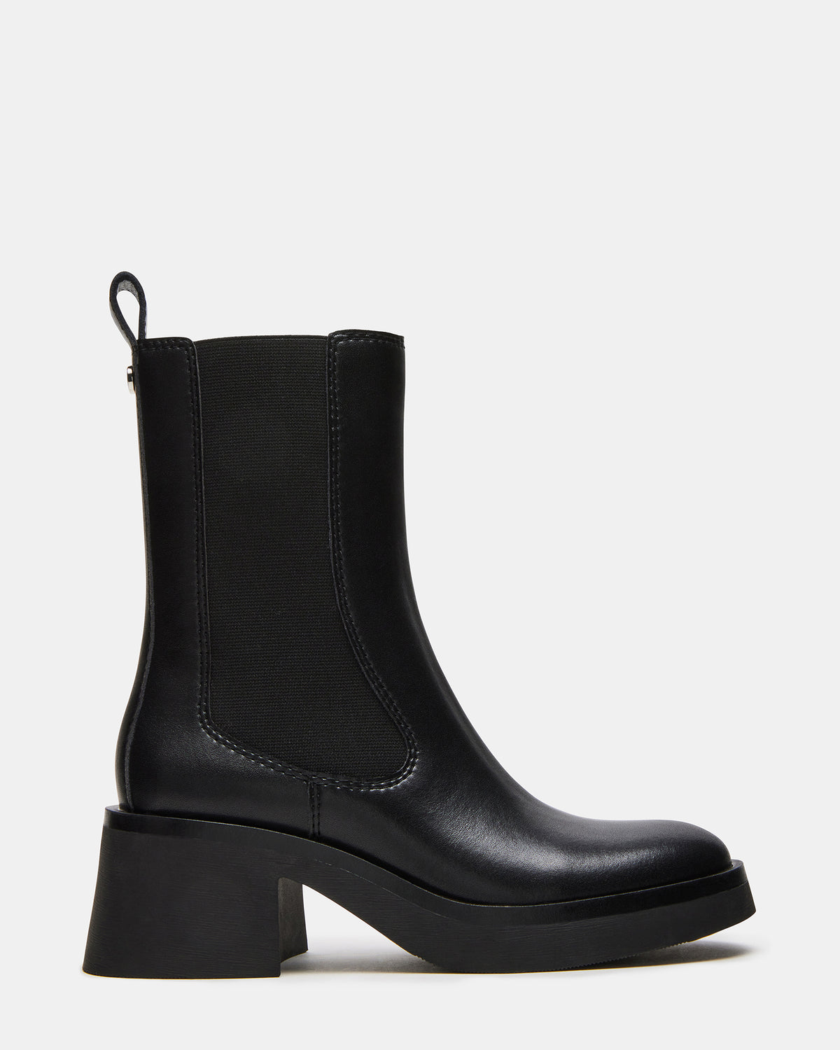 MURRAY Black Leather Block Heel Ankle Boot | Women's Booties