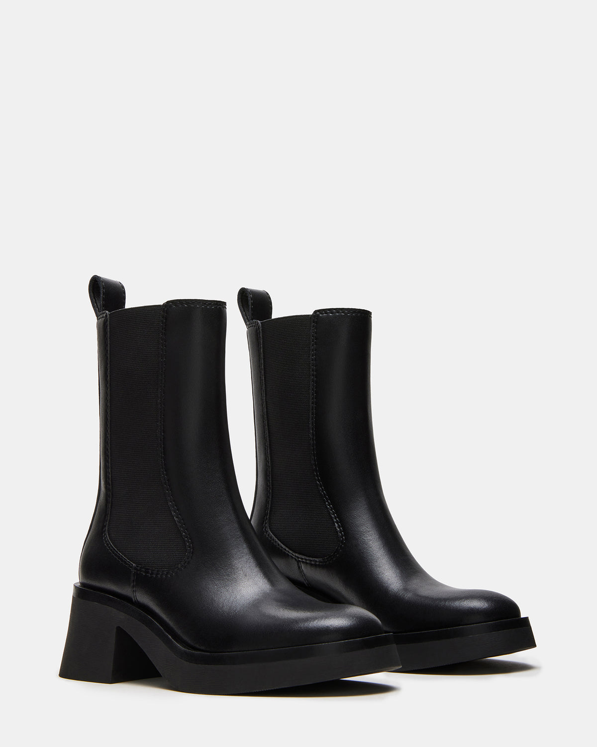 MURRAY Black Leather Block Heel Ankle Boot | Women's Booties