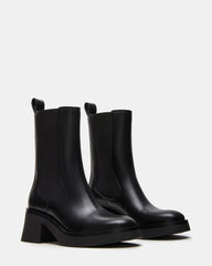 MURRAY Black Leather Block Heel Ankle Boot | Women's Booties