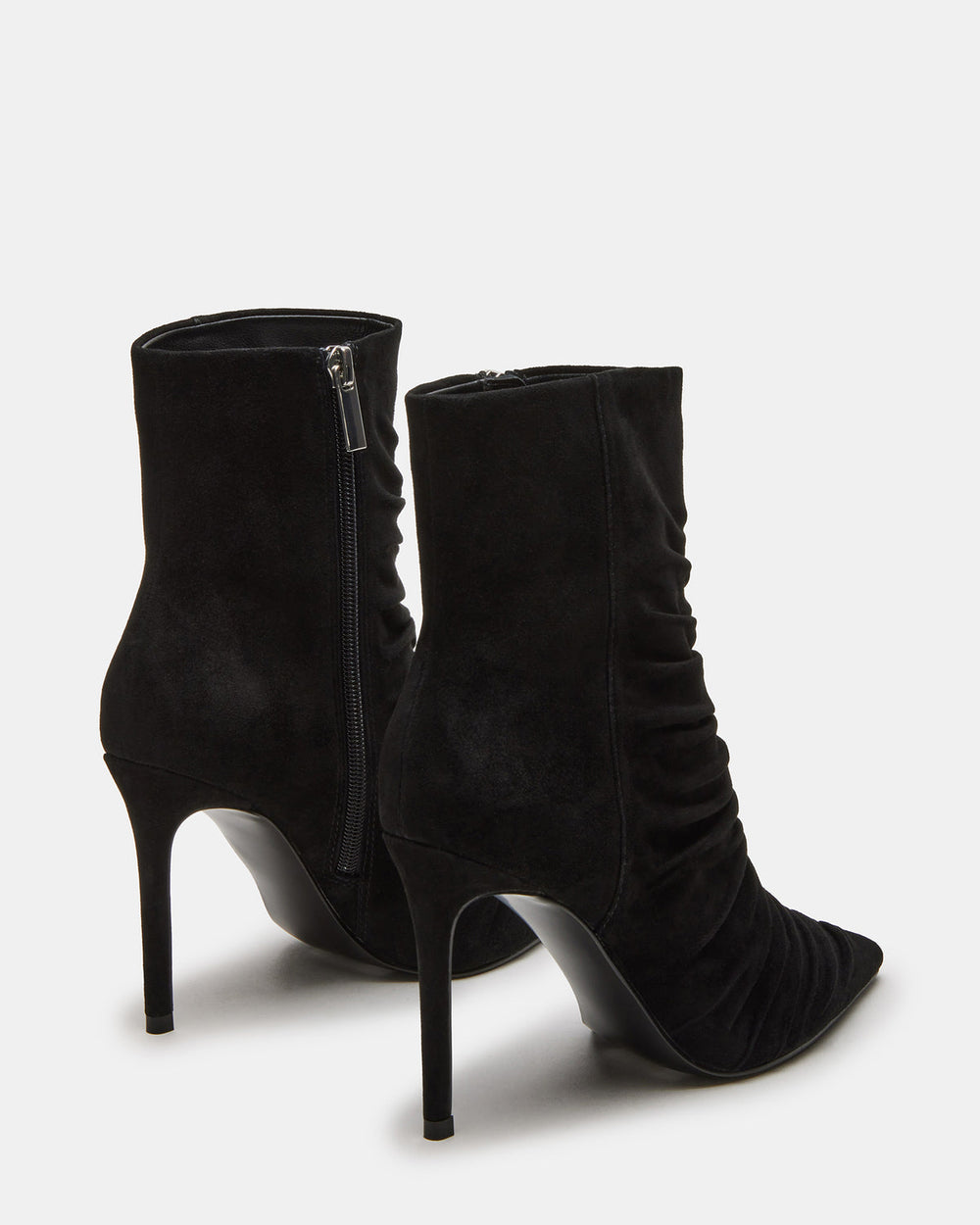 TEASE Black Suede Ruched Pointed Toe Ankle Boot | Women's Booties