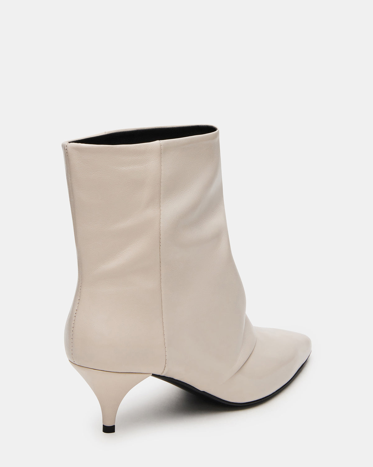 SHINER White Leather Pointed-Toe Kitten Heel Women's Ankle Boot