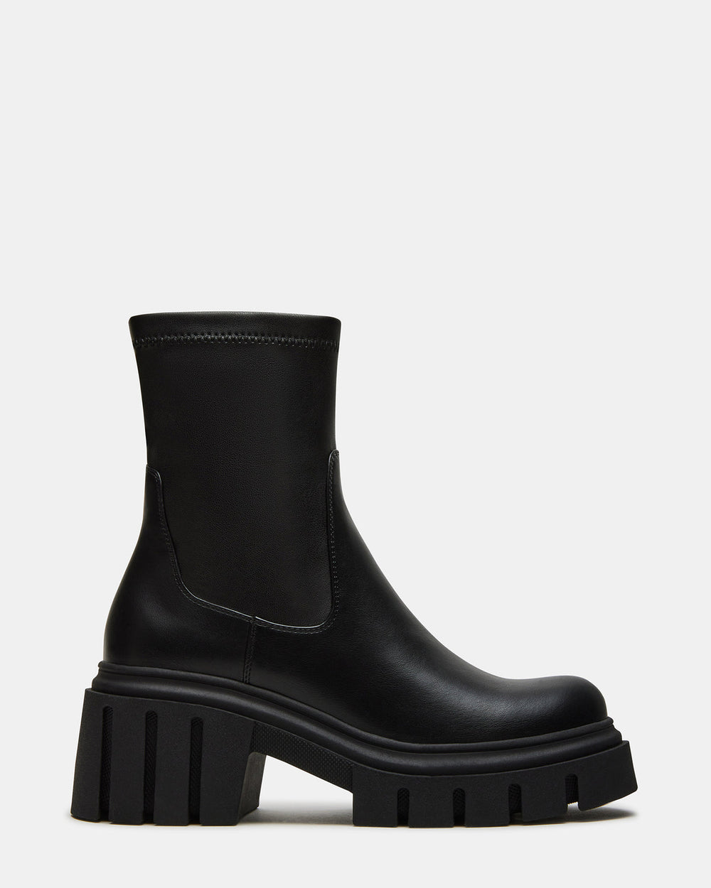 BOOMBA Black Lug Sole Ankle Boot | Women's Booties