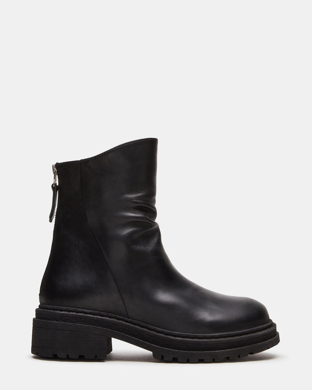 ESSENTIAL Black Leather Scrunched Ankle Boot | Women's Booties