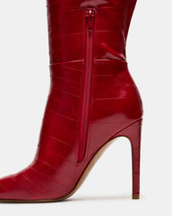 NITRO Red Eel Wide Calf Pointed-Toe Stiletto Heel Knee-High Women's Boots