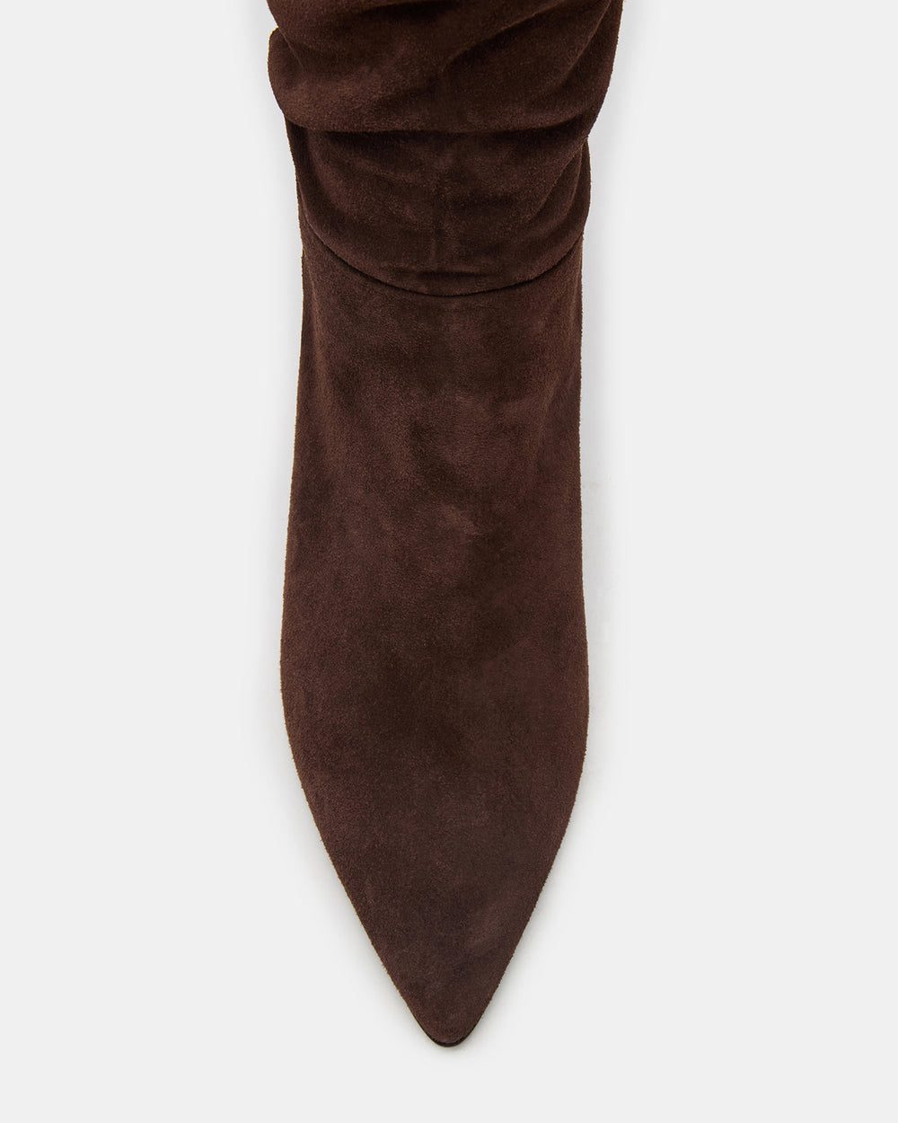 LINGER Brown Suede Pointed-Toe Over-The-Knee Heeled Women's Boot