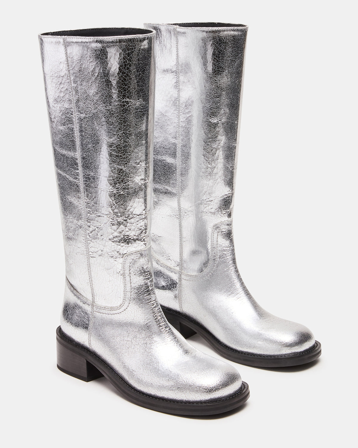 RIGGS Silver Leather Square-Toe Women's Boot