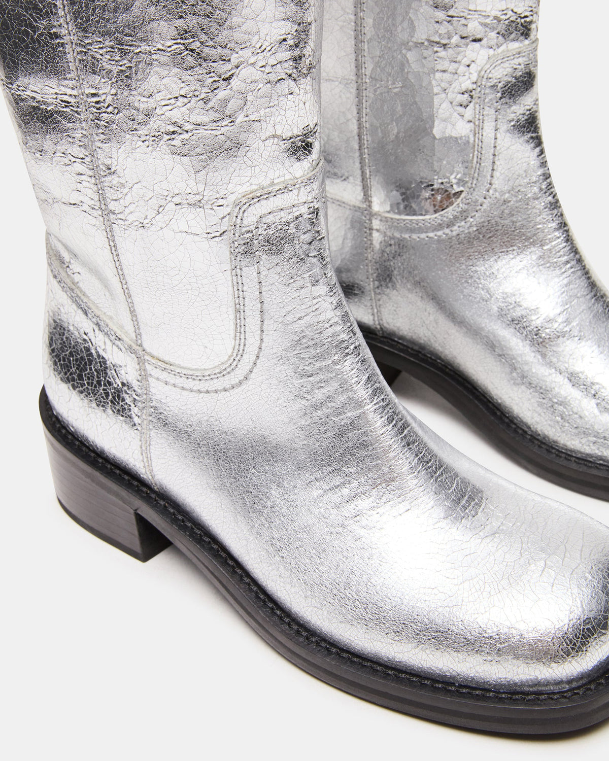 RIGGS Silver Leather Square-Toe Women's Boot