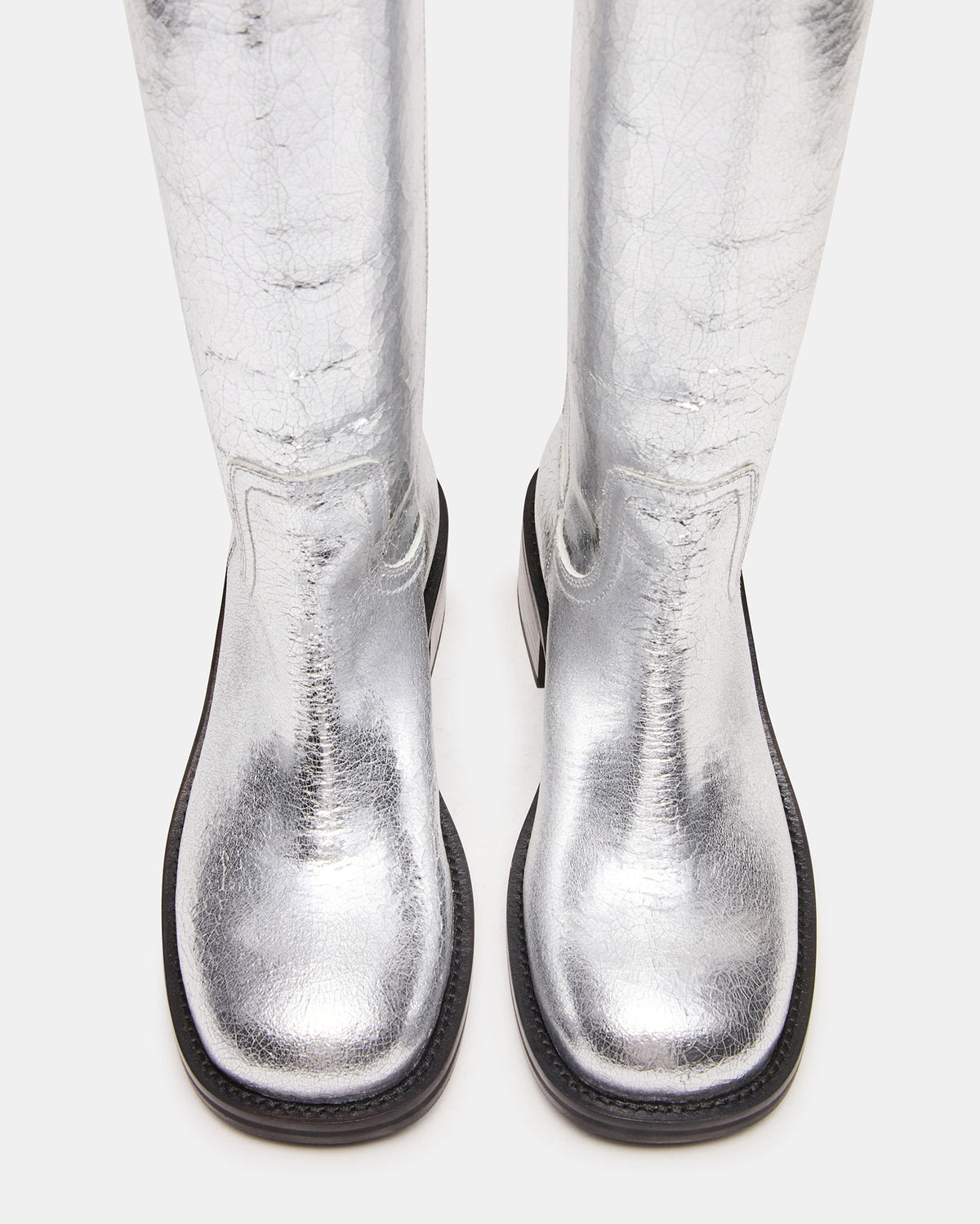 RIGGS Silver Leather Square-Toe Women's Boot
