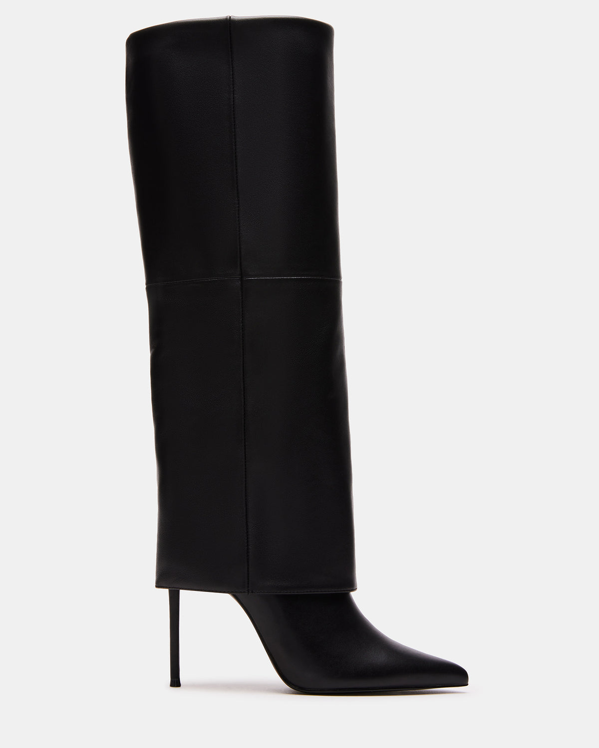 SMITH Black Leather Women's Cuffed Stiletto Boot