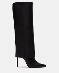 SMITH Black Leather Women's Cuffed Stiletto Boot