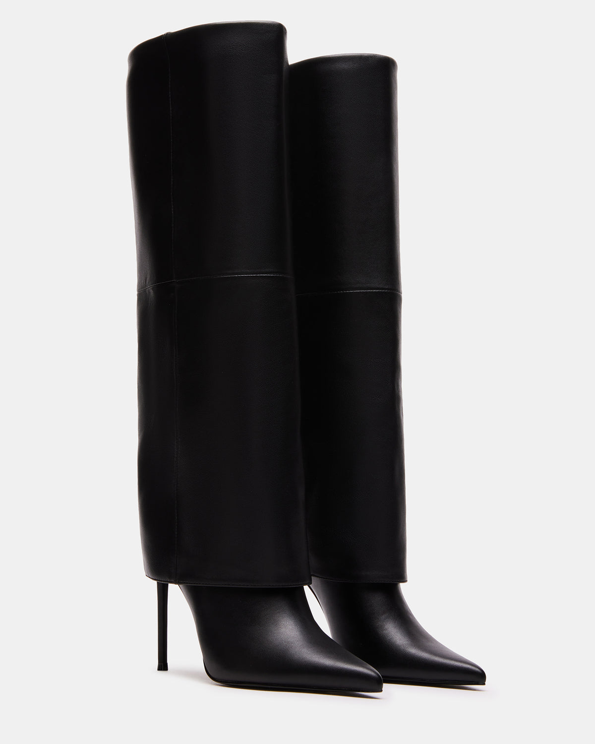 SMITH Black Leather Women's Cuffed Stiletto Boot