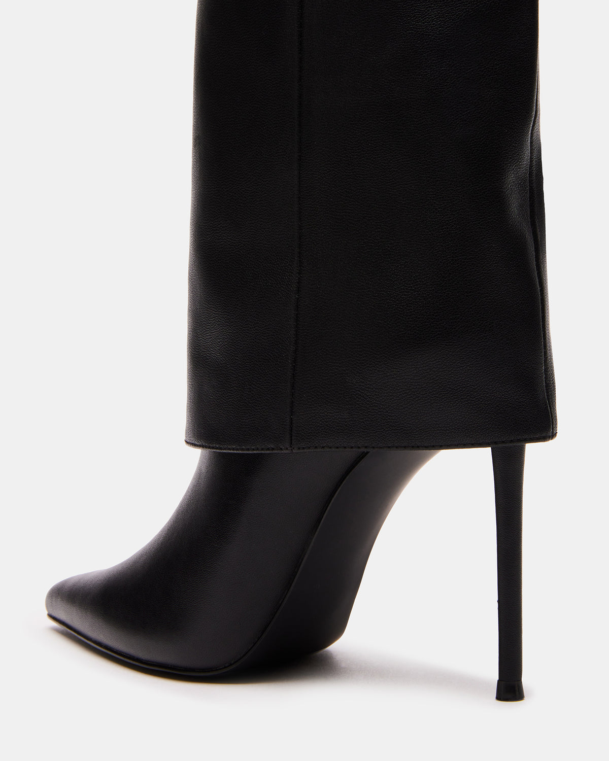 SMITH Black Leather Women's Cuffed Stiletto Boot