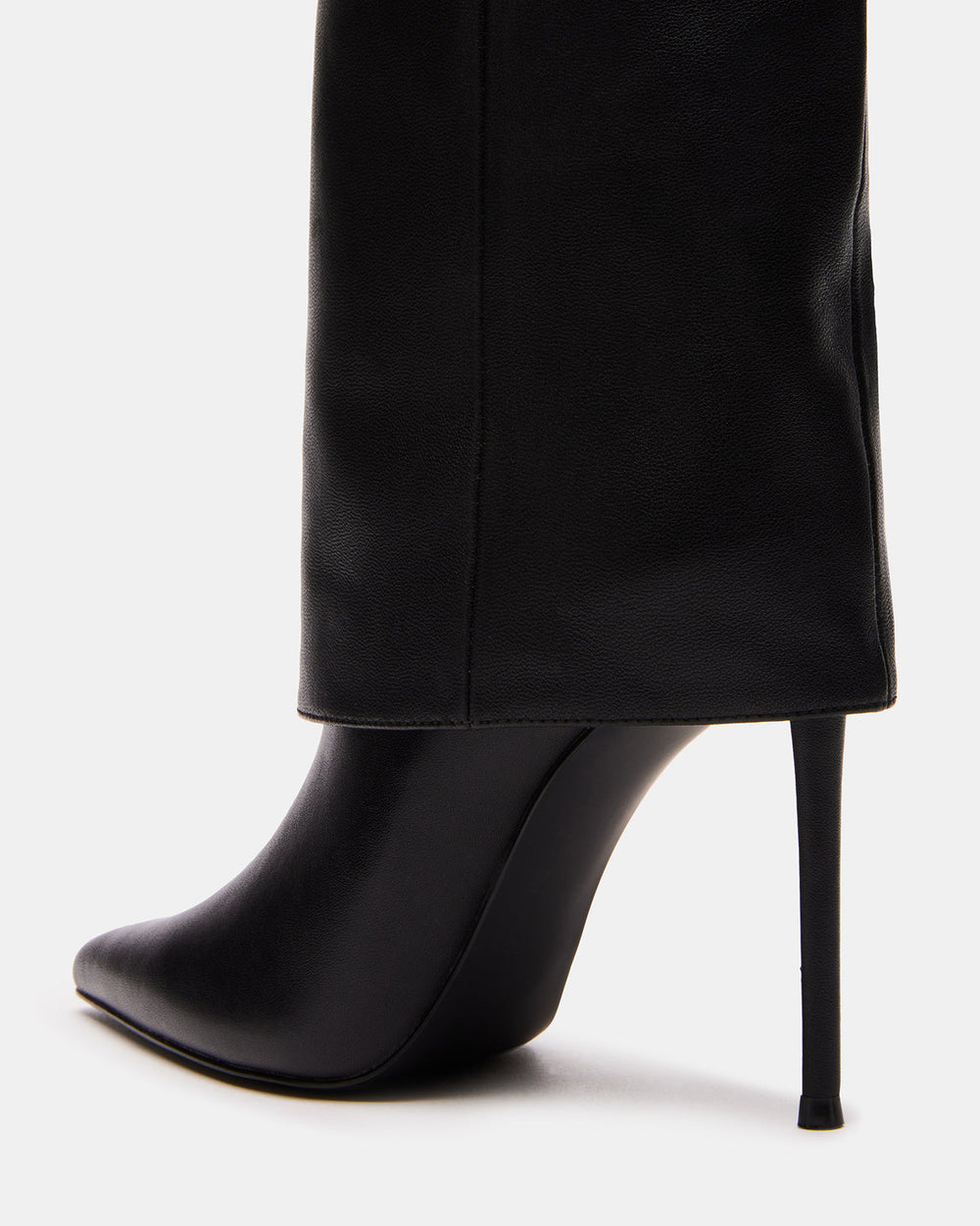 SMITH Black Leather Women's Cuffed Stiletto Boot