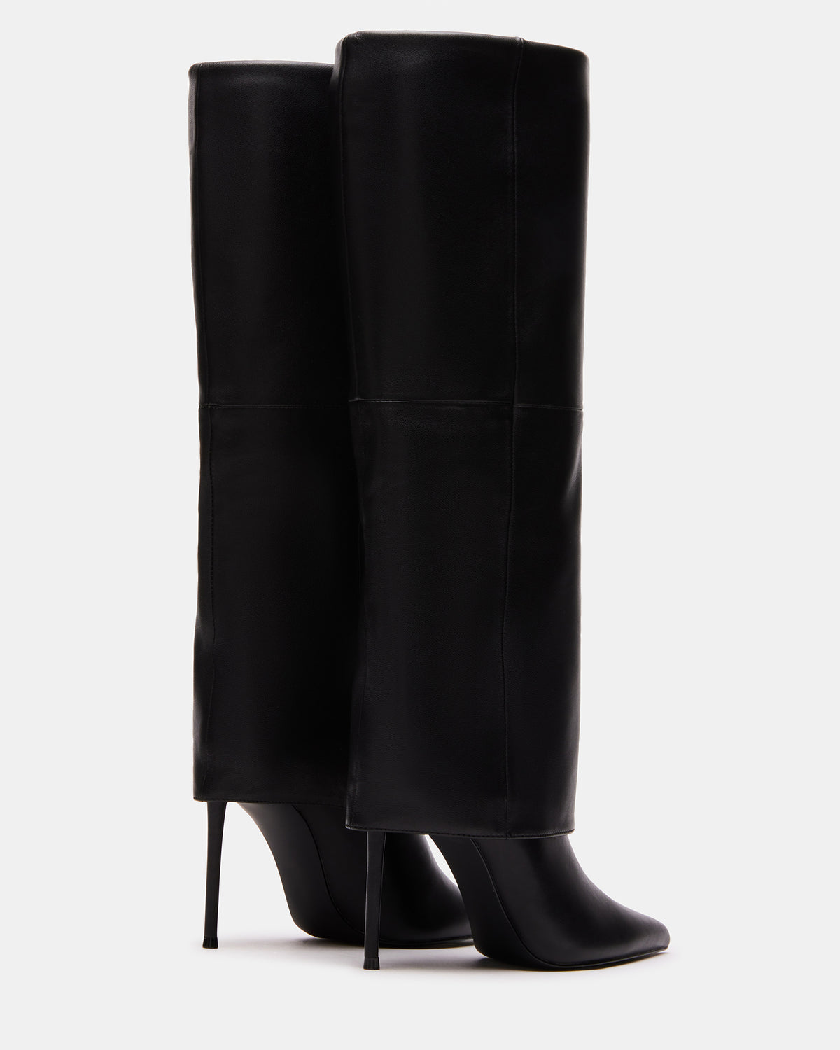 SMITH Black Leather Women's Cuffed Stiletto Boot