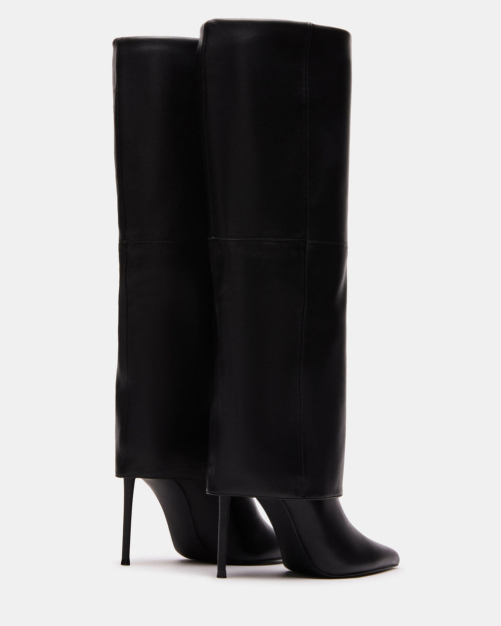 SMITH Black Leather Women's Cuffed Stiletto Boot