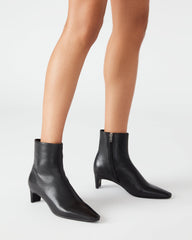 DELVIE Black Leather Kitten Heel Ankle Boot | Women's Booties