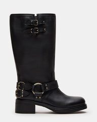 ASTOR Black Leather Wide Calf Knee-High Women's Boot
