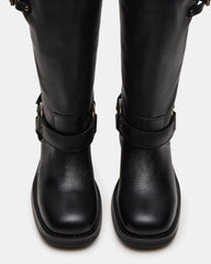 ASTOR Black Leather Wide Calf Knee-High Women's Boot