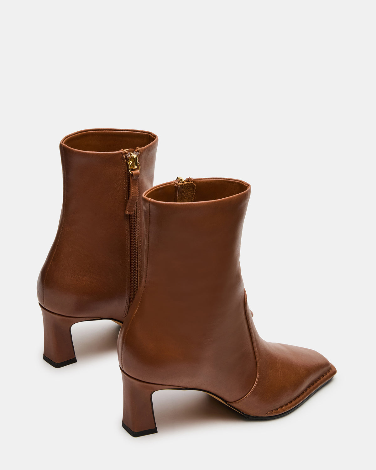 FARE Tan Leather Square Toe Women's Ankle Boot