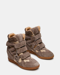 MAVIS Taupe Suede High-Top Velcro Women's Sneaker