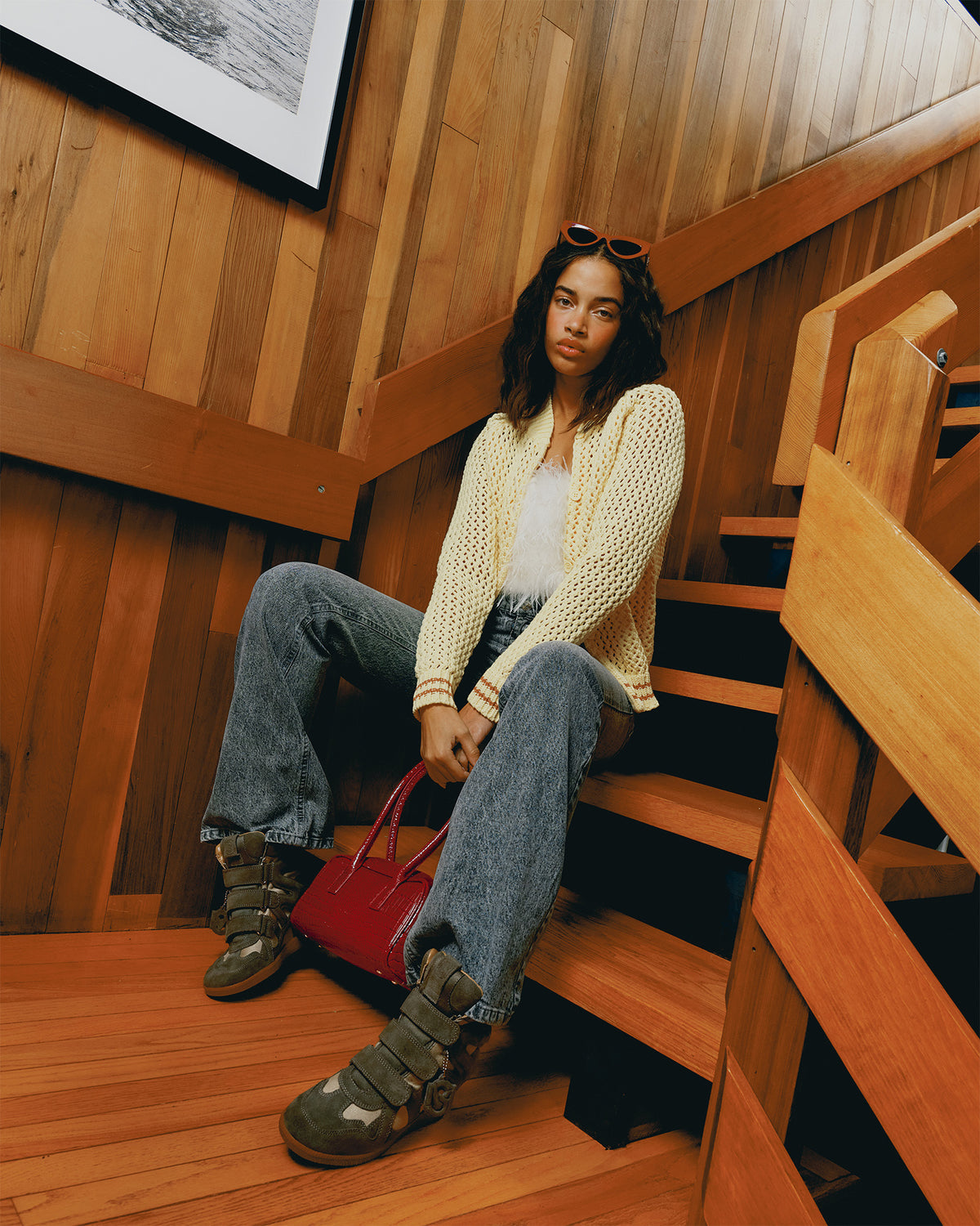 MAVIS Taupe Suede High-Top Velcro Women's Sneaker