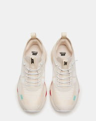 SWOOP White Multi Lace-Up Low-Top Platform Athletic Women's Sneaker
